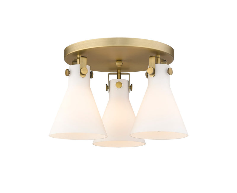 Innovations 411-3F-BB-G411-7WH Three Light Flush Mount, Brushed Brass