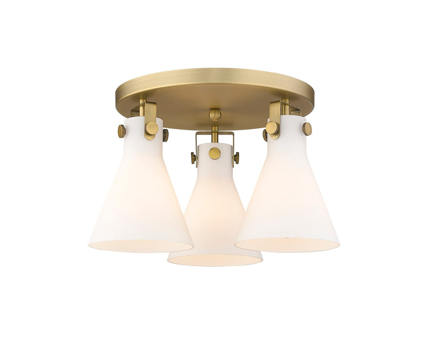 Innovations 411-3F-BB-G411-7WH Three Light Flush Mount, Brushed Brass
