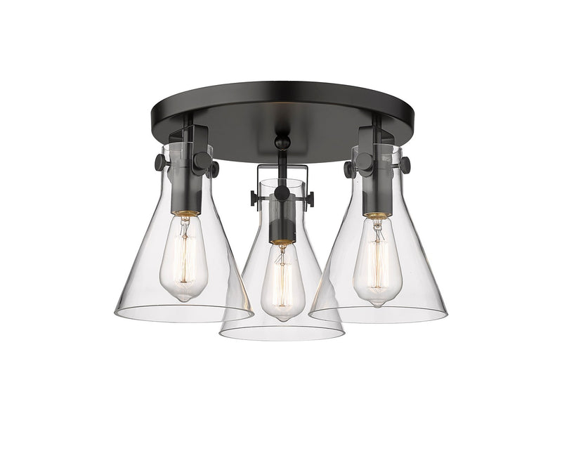 Innovations 411-3F-BK-G411-7CL Three Light Flush Mount, Matte Black