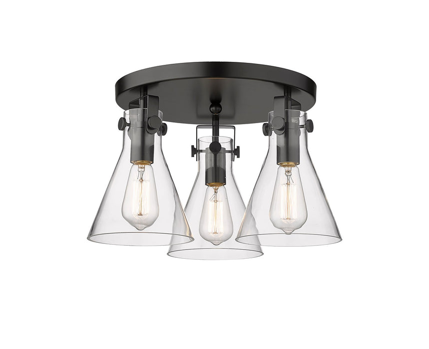 Innovations 411-3F-BK-G411-7CL Three Light Flush Mount, Matte Black