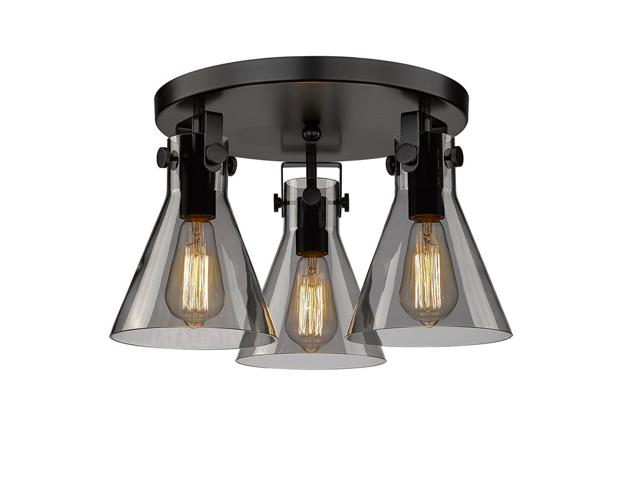 Innovations 411-3F-BK-G411-7SM Three Light Flush Mount, Matte Black