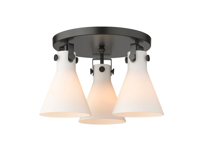 Innovations 411-3F-BK-G411-7WH Three Light Flush Mount, Matte Black