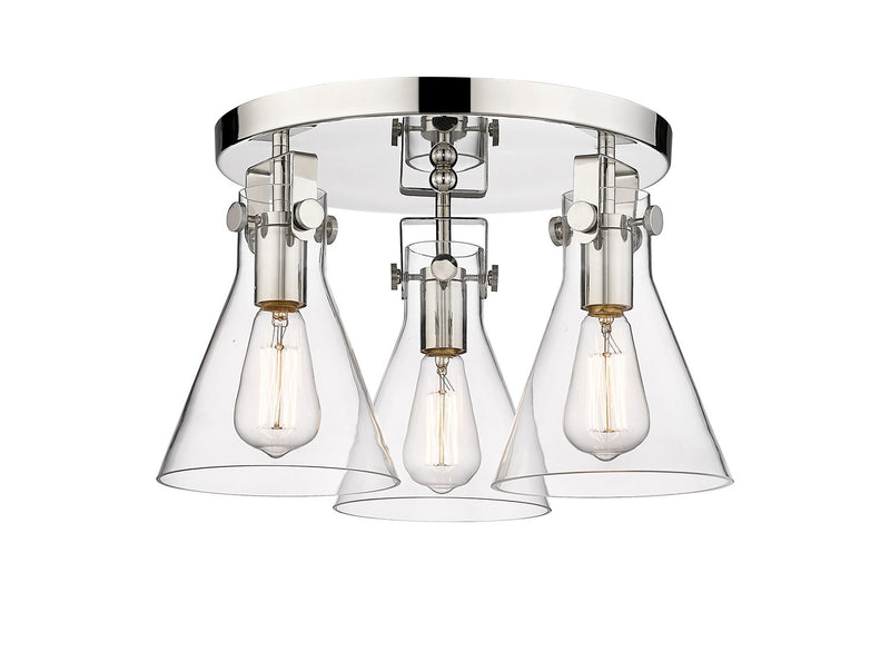 Innovations 411-3F-PN-G411-7CL Three Light Flush Mount, Polished Nickel