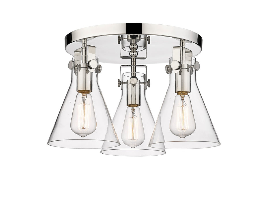 Innovations 411-3F-PN-G411-7CL Three Light Flush Mount, Polished Nickel