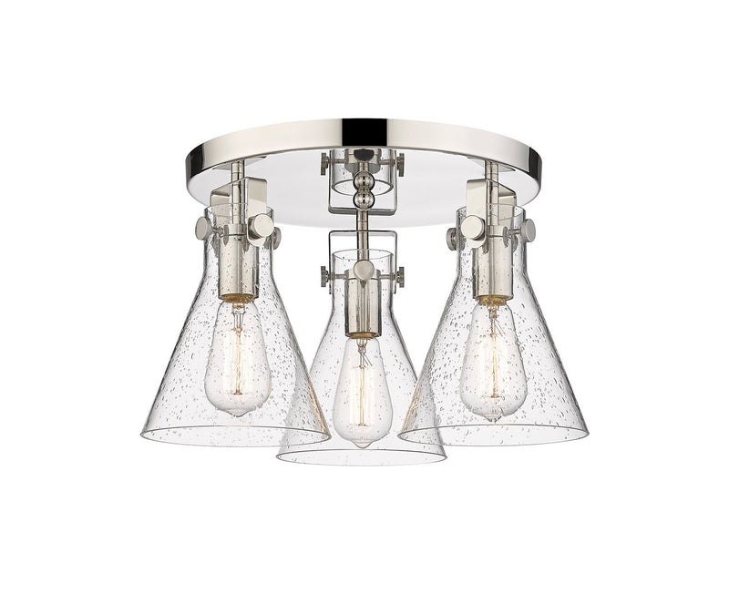 Innovations 411-3F-PN-G411-7SDY Three Light Flush Mount, Polished Nickel
