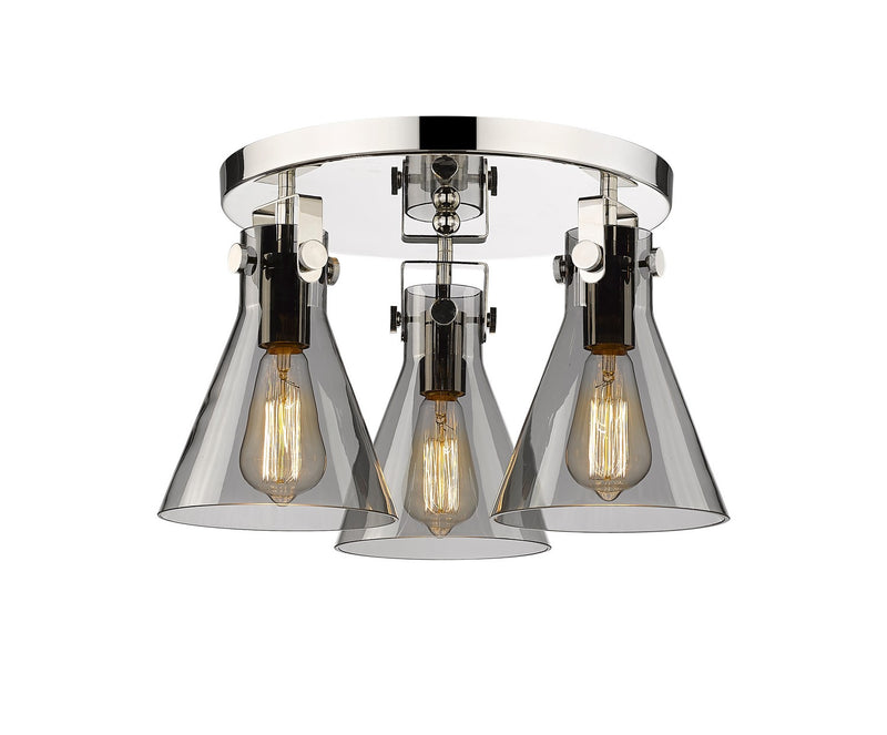 Innovations 411-3F-PN-G411-7SM Three Light Flush Mount, Polished Nickel