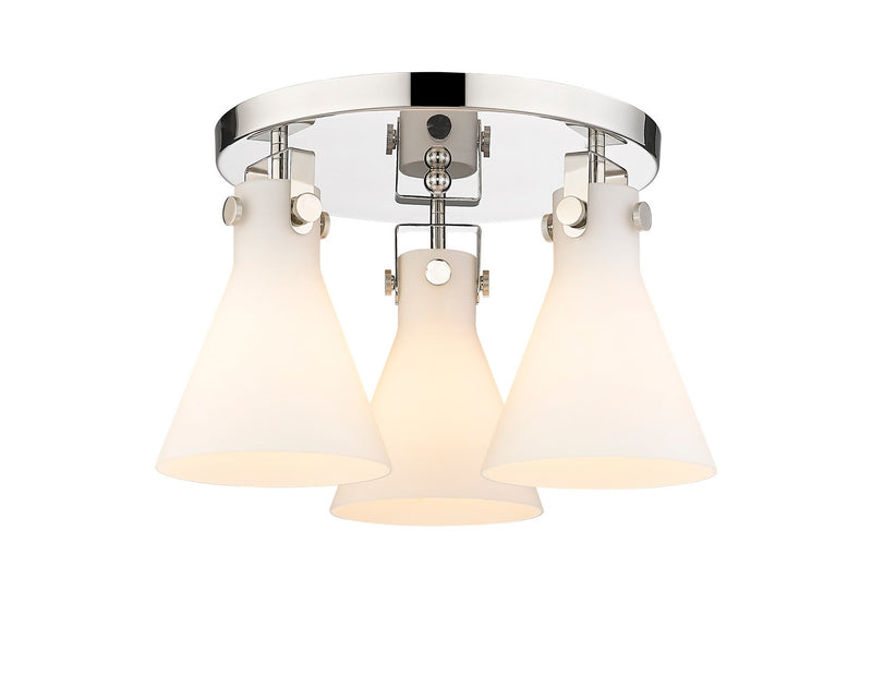 Innovations 411-3F-PN-G411-7WH Three Light Flush Mount, Polished Nickel