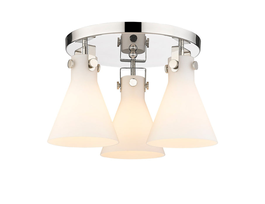 Innovations 411-3F-PN-G411-7WH Three Light Flush Mount, Polished Nickel
