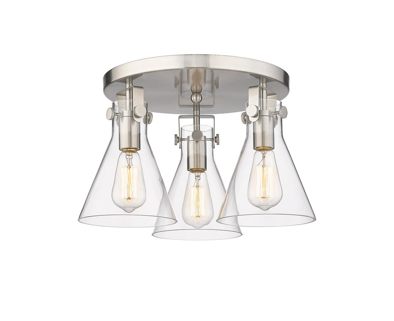 Innovations 411-3F-SN-G411-7CL Three Light Flush Mount, Satin Nickel