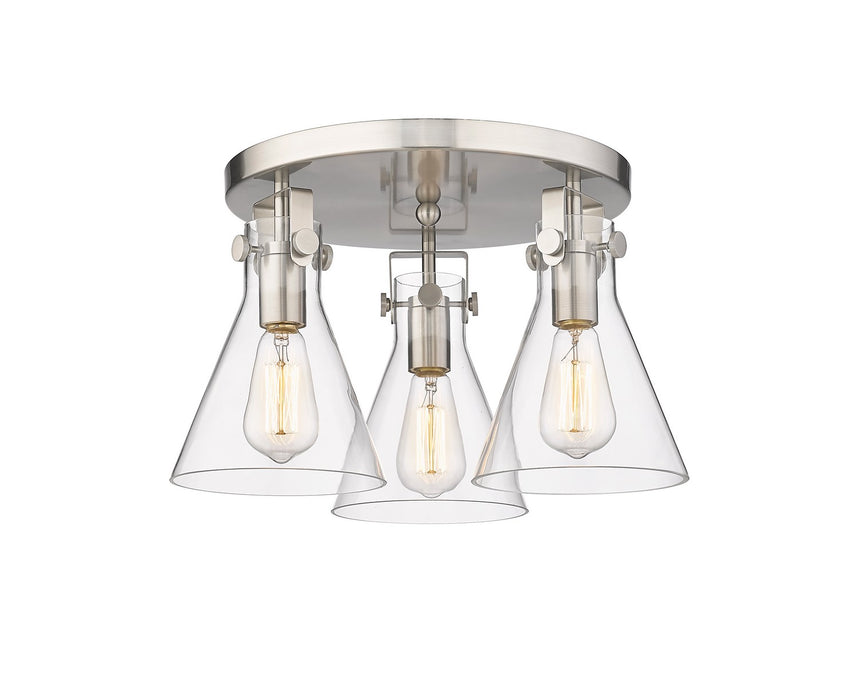 Innovations 411-3F-SN-G411-7CL Three Light Flush Mount, Satin Nickel