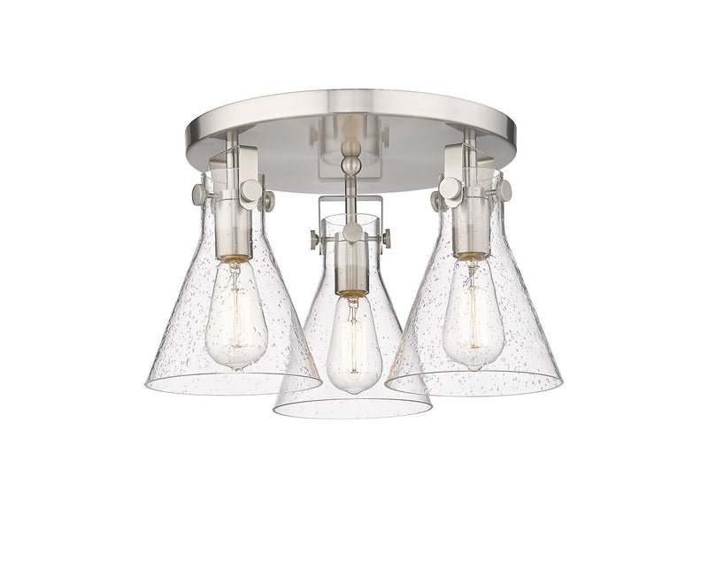 Innovations 411-3F-SN-G411-7SDY Three Light Flush Mount, Satin Nickel