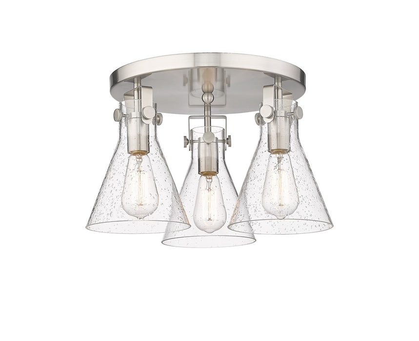 Innovations 411-3F-SN-G411-7SDY Three Light Flush Mount, Satin Nickel