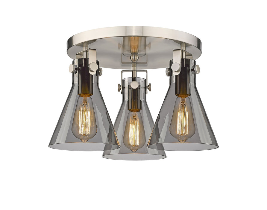 Innovations 411-3F-SN-G411-7SM Three Light Flush Mount, Satin Nickel