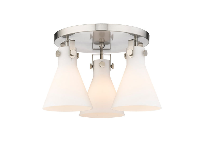 Innovations 411-3F-SN-G411-7WH Three Light Flush Mount, Satin Nickel