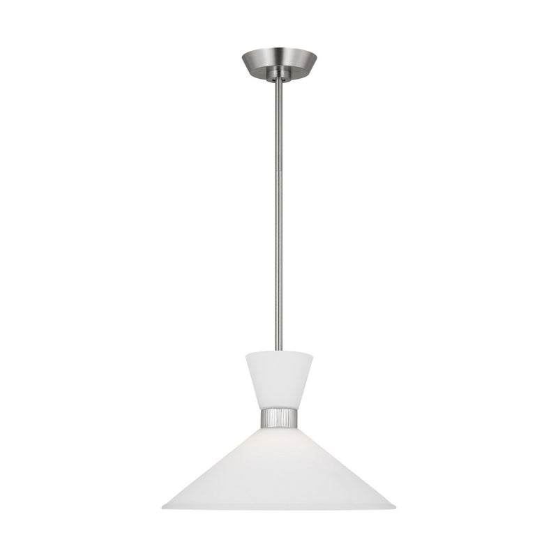 Visual Comfort Studio DJP1091BS One Light Pendant, Brushed Steel