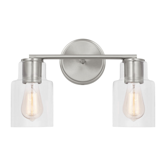 Visual Comfort Studio DJV1002BS Two Light Bath, Brushed Steel