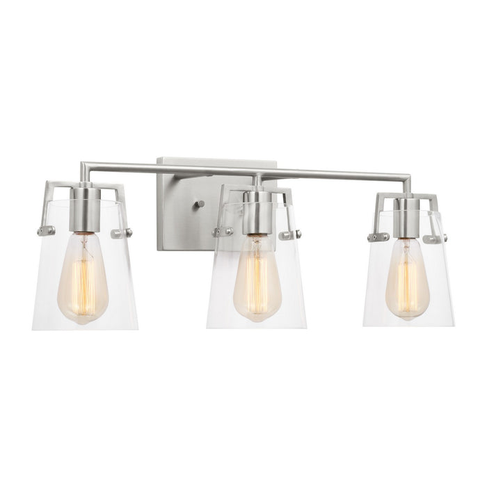 Visual Comfort Studio DJV1033BS Three Light Bath, Brushed Steel