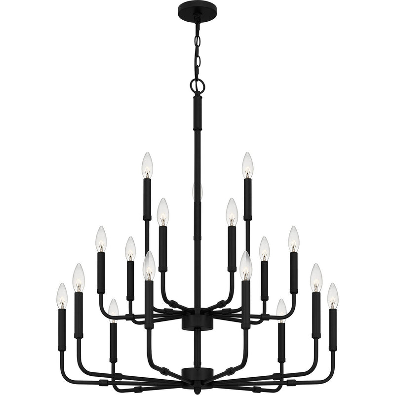 Quoizel ABR5132MBK 18 Light Chandelier, Matte Black