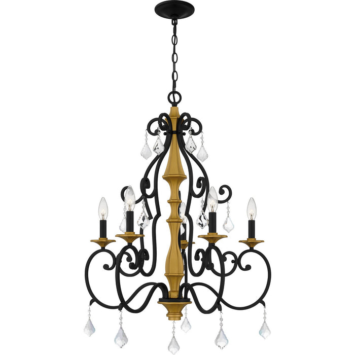 Quoizel AEA5026MBK Five Light Chandelier, Matte Black