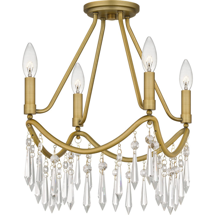 Quoizel AID1712AB Four Light Semi Flush Mount, Aged Brass