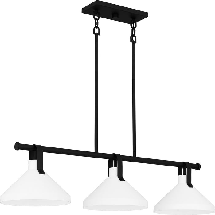 Quoizel BIK338MBK Three Light Linear Chandelier, Matte Black
