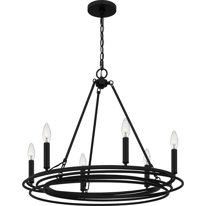 Quoizel CPE5025MBK Six Light Chandelier, Matte Black