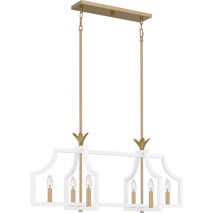 Quoizel DSL638W Six Light Linear Chandelier, Matte White