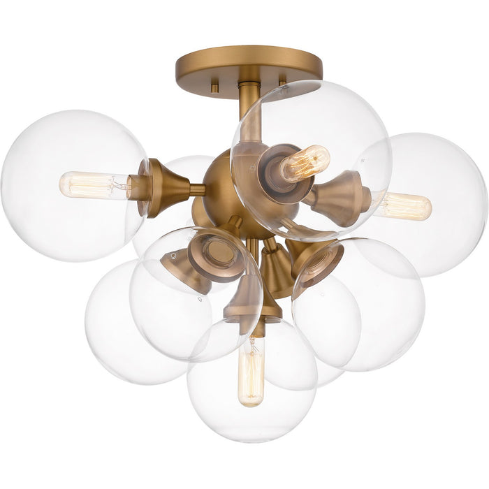 Quoizel GLI1720BWS Five Light Semi Flush Mount, Brushed Weathered Brass
