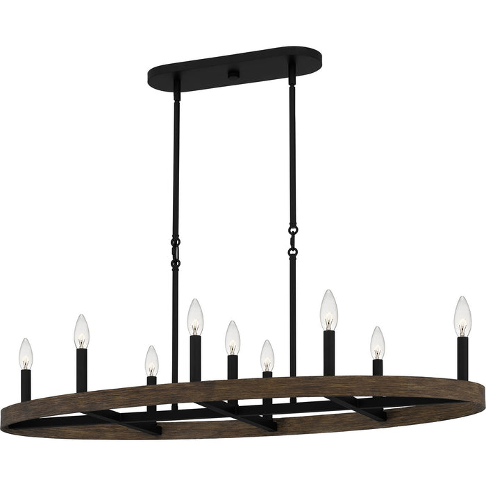 Quoizel HDR842MBK Nine Light Linear Chandelier, Matte Black