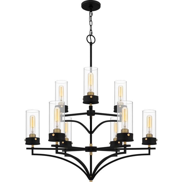 Quoizel HLS5031MBK Nine Light Chandelier, Matte Black