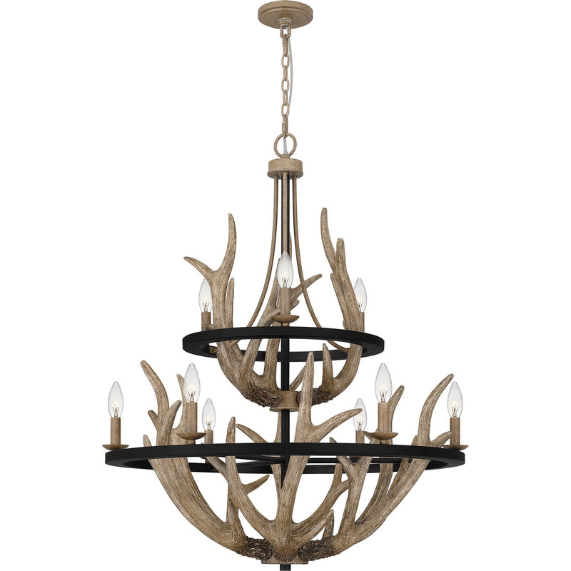 Quoizel JR5032EK Nine Light Chandelier, Earth Black