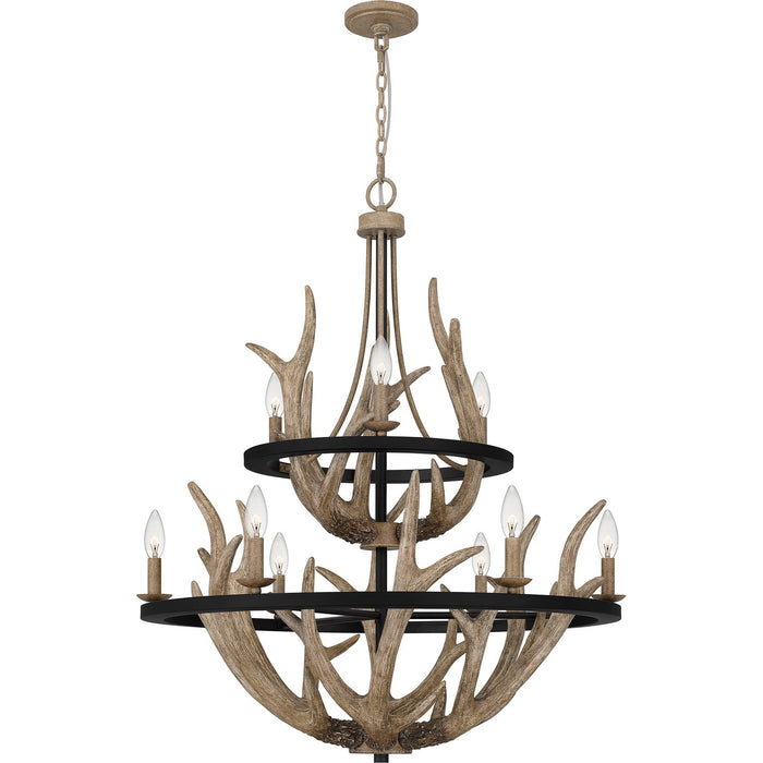 Quoizel JR5032EK Nine Light Chandelier, Earth Black