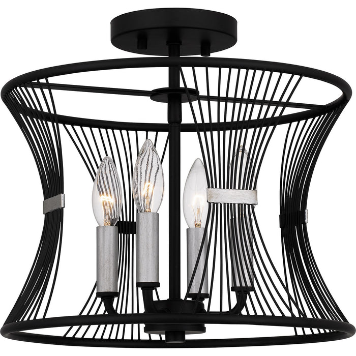 Quoizel LEI1714MBK Four Light Semi Flush Mount, Matte Black