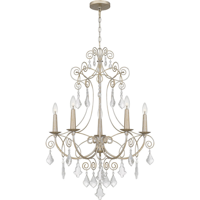 Quoizel MER5028VG Five Light Chandelier, Vintage Gold