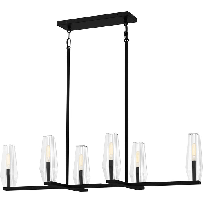 Quoizel MUT640MBK Six Light Linear Chandelier, Matte Black