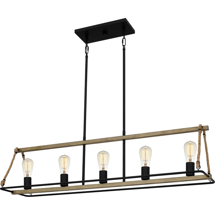 Quoizel OKP542MBK Five Light Linear Chandelier, Matte Black
