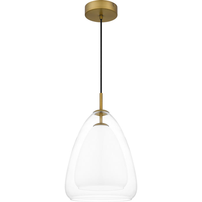Quoizel PCAER1511AB One Light Pendant, Aged Brass