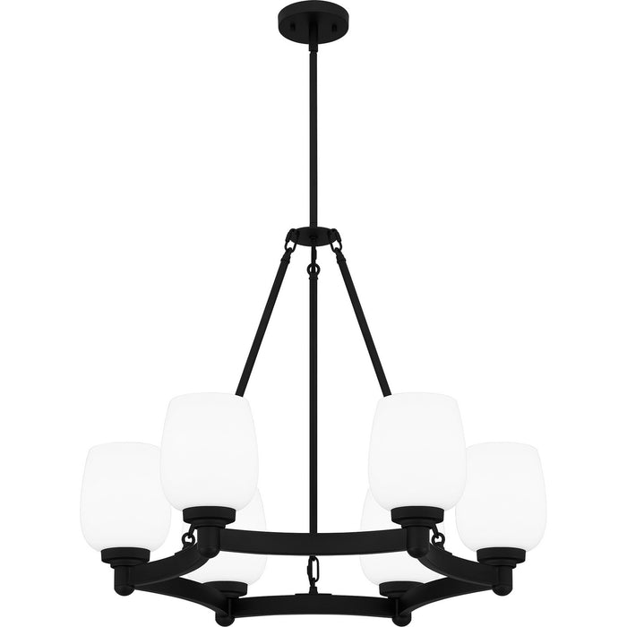 Quoizel PNG5028MBK Six Light Chandelier, Matte Black