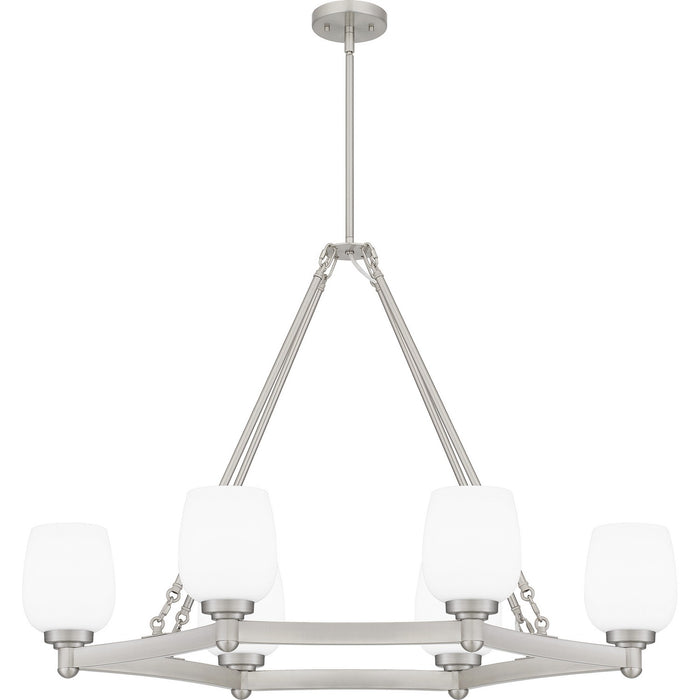 Quoizel PNG638BN Six Light Linear Chandelier, Brushed Nickel