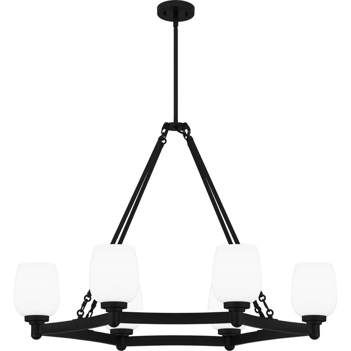 Quoizel PNG638MBK Six Light Linear Chandelier, Matte Black