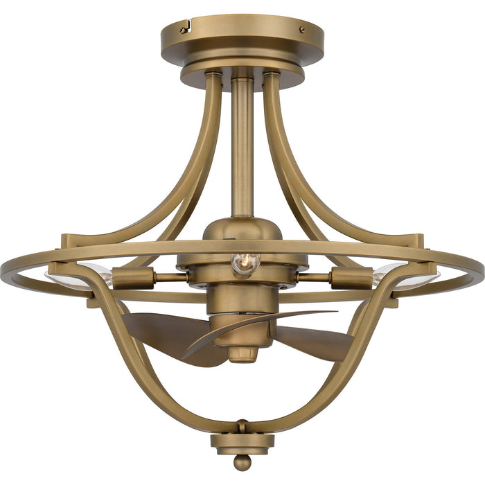 Quoizel QFA6156WS Four Light Fandelier, Weathered Brass