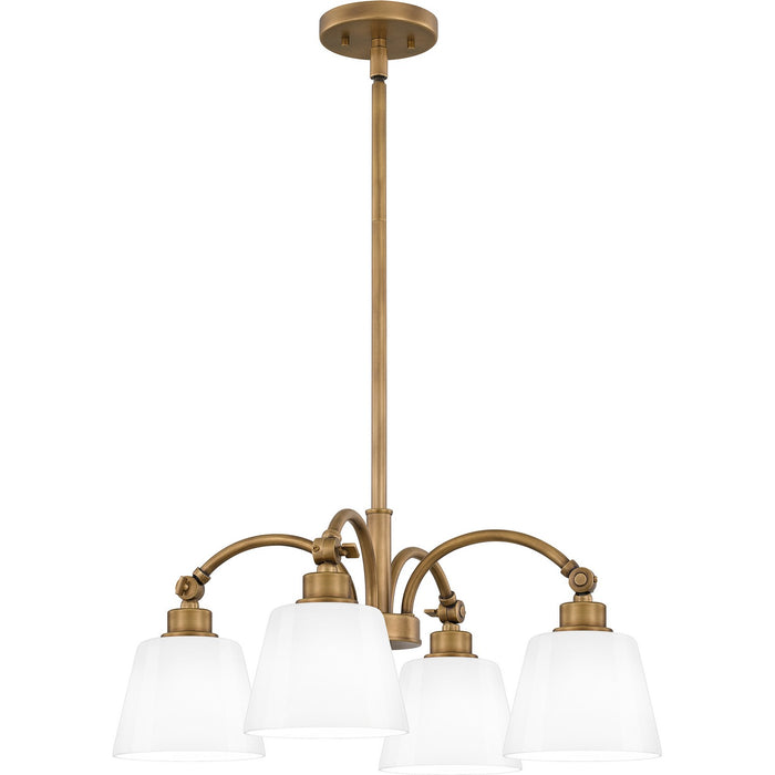 Quoizel QP6157WS Four Light Chandelier, Weathered Brass