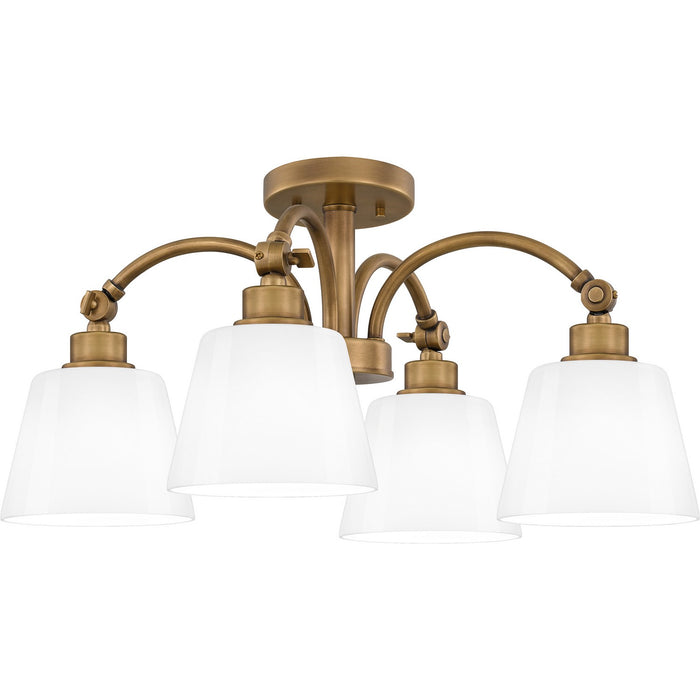 Quoizel QSF6157WS Four Light Semi Flush Mount, Weathered Brass