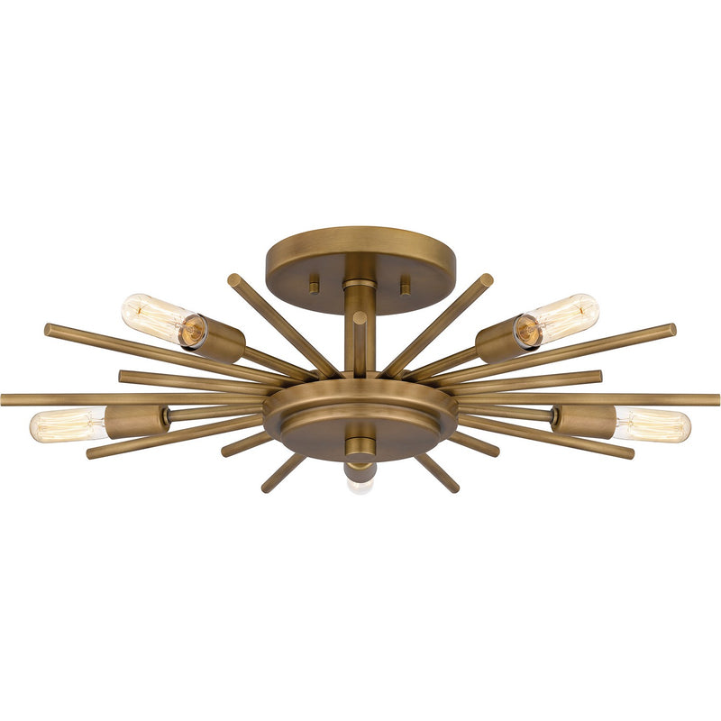Quoizel QSF6158WS Five Light Semi Flush Mount, Weathered Brass