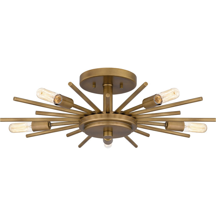 Quoizel QSF6158WS Five Light Semi Flush Mount, Weathered Brass