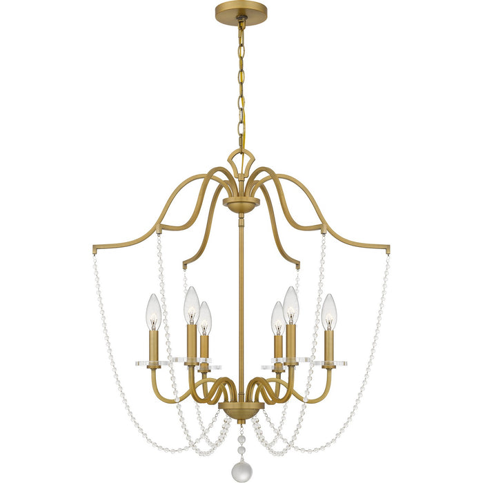 Quoizel SDY5028AB Six Light Chandelier, Aged Brass