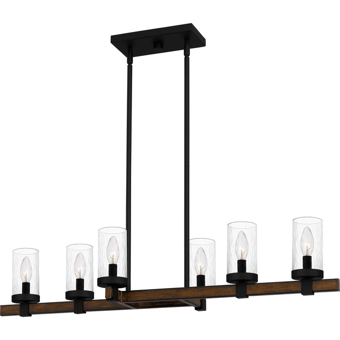 Quoizel TUT638MBK Six Light Linear Chandelier, Matte Black