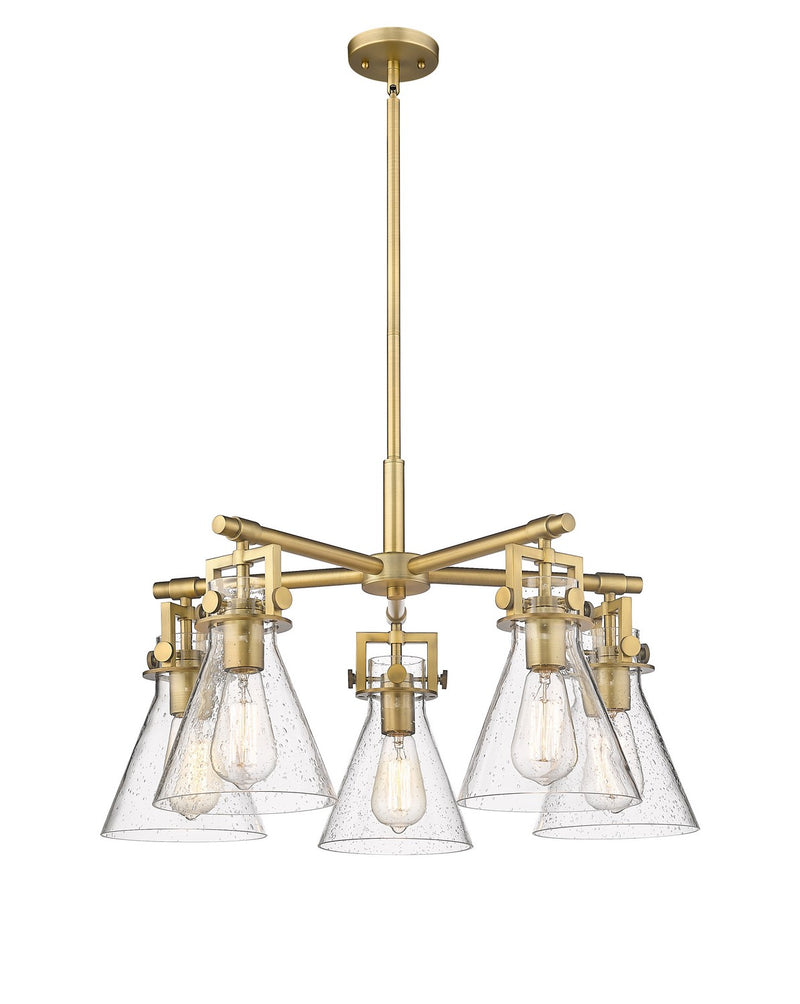 Innovations 411-5CR-BB-G411-7SDY Five Light Chandelier, Brushed Brass