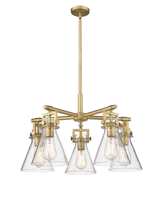 Innovations 411-5CR-BB-G411-7SDY Five Light Chandelier, Brushed Brass
