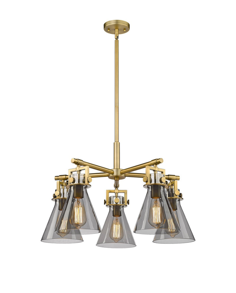 Innovations 411-5CR-BB-G411-7SM Five Light Chandelier, Brushed Brass